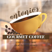 Kaffeecup Kaffeebohnen Geschäftsadresse Fensteraufkleber (Blatt 2)