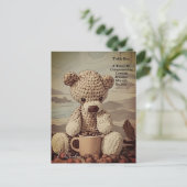 Kaffeecup Teddy Bear Quote Symbolik Niedlich Vinta Postkarte (Stehend Vorderseite)