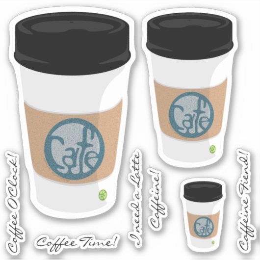 Kaffeecup Vinyl Stickers und Phrasen Aufkleber (Vorderseite)