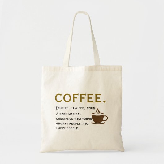 Kaffeedefinition – Lustiges Wörterbuch-Style Tragetasche (Vorne)