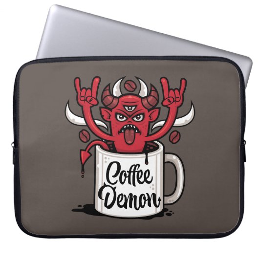 Kaffeedemon Laptopschutzhülle (Vorderseite)