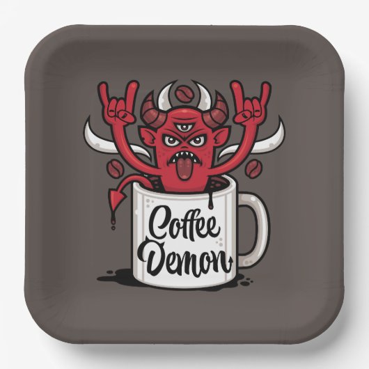 Kaffeedemon Pappteller (Vorderseite)