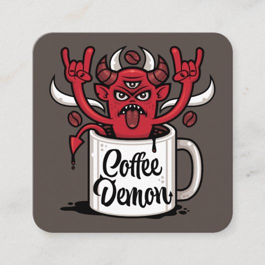 Kaffeedemon Quadratische Visitenkarte (Vorderseite)