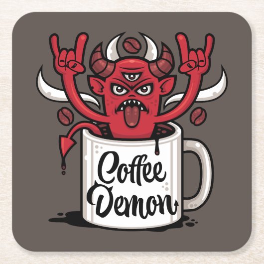 Kaffeedemon Rechteckiger Pappuntersetzer (Vorderseite)