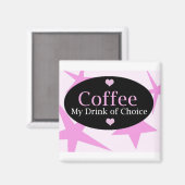 Kaffeedesign mit rosa Sternen Magnet (Vorderseite/Rückseite)