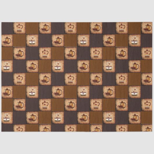 Kaffeedesign Rustikales Dekoupage Muster Seidenpapier (Vorderseite)