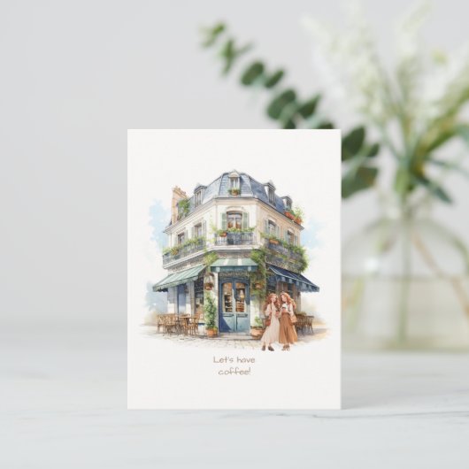 Kaffeeeinladung Postkarte (Stehend Vorderseite)