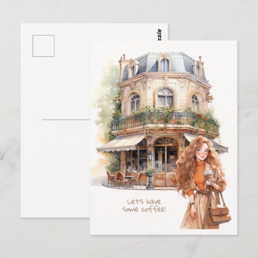 Kaffeeeinladung Postkarte (Vorne/Hinten)