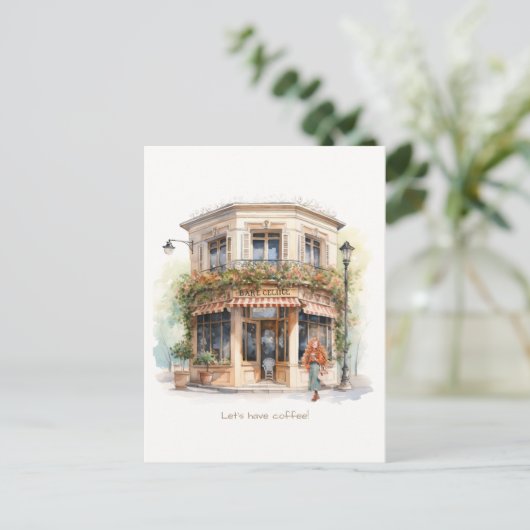 Kaffeeeinladung Postkarte (Stehend Vorderseite)