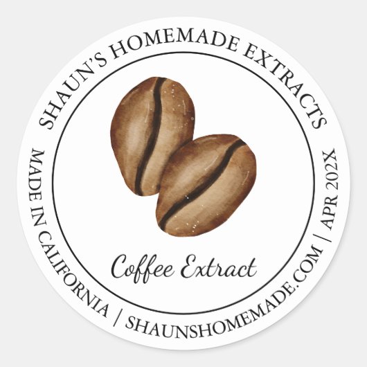 Kaffeeextrakt Modernes Label Runder Aufkleber (Vorderseite)