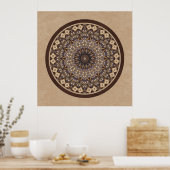 Kaffeefarben Abstrakt Mandala Poster (Küche)