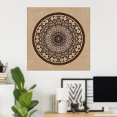 Kaffeefarben Abstrakt Mandala Poster (Heimbüro)
