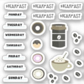 Kaffeefrühstück Kalender Planner Stickers Aufkleber (Vorderseite)