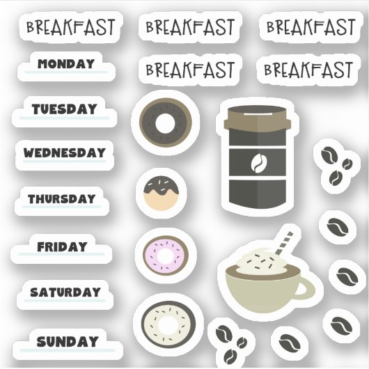 Kaffeefrühstück Kalender Planner Stickers Aufkleber (Vorderseite)