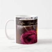 Kaffeegarne Strick Wiederholung Mantra für Knitter Kaffeetasse (Links)