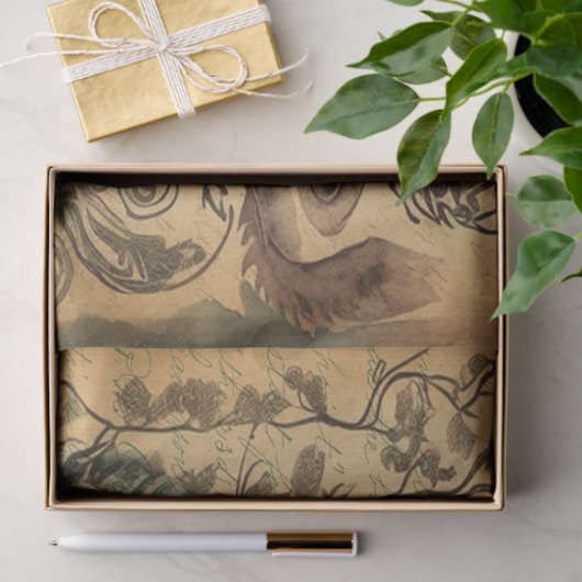 Kaffeegedrehtes "ephemera collage Tissue" Seidenpapier (Geschenk)