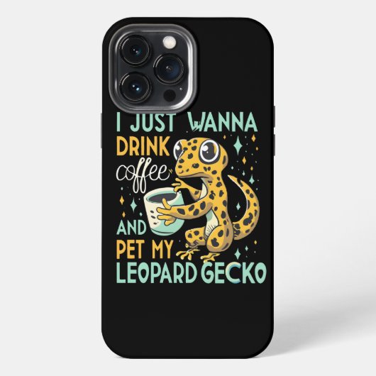 Kaffeegesellschaft: Leopard Gecko Kaffee Glück iPhone Hülle (Rückseite)