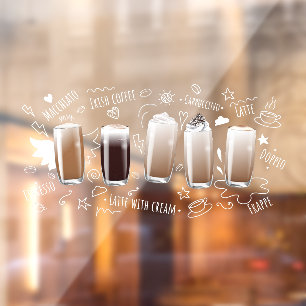 Kaffeegetränke Realistische Kaffee Shop Werbung Fr Fensteraufkleber