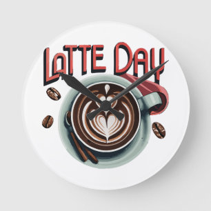 Kaffeegetränke Runde Wanduhr