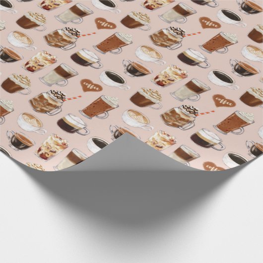 Kaffeegetränke und Desserts Muster Geschenkpapier (Ecke)
