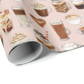 Kaffeegetränke und Desserts Muster Geschenkpapier (Rolleneckpunkt)