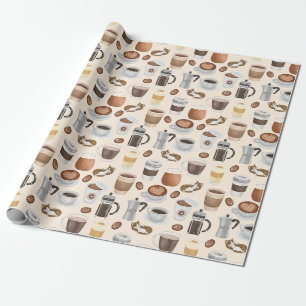 Kaffeegetränke und Katzen Muster Cute Geschenkpapier
