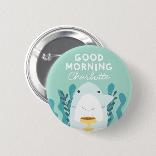 Kaffeehai mit Name-Taste Button (Vorne & Hinten)