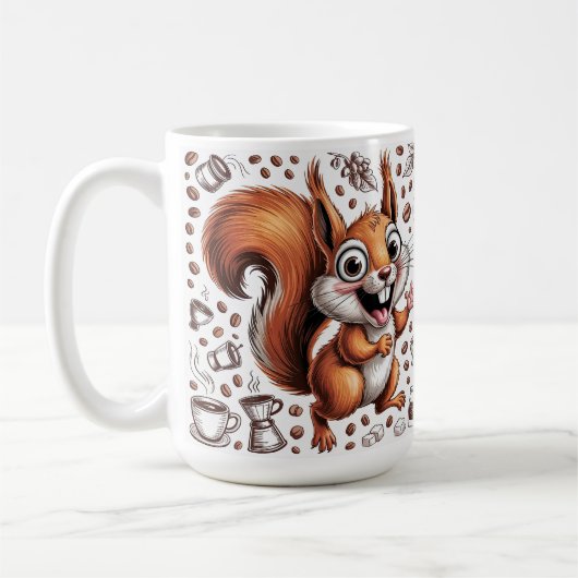 Kaffeehaltiges Eichhörnchen | Lustiger Kaffeeliebh Kaffeetasse (Links)