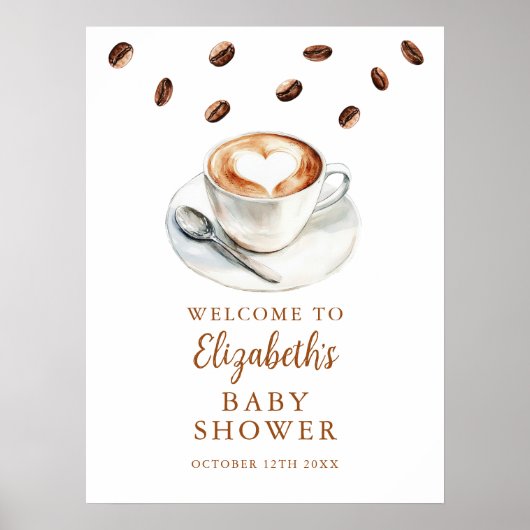 Kaffeehaus Babydusche Begrüßungszeichen Poster (Vorne)