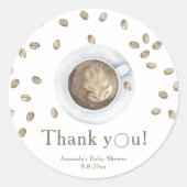 Kaffeehaus Babydusche Danke Runder Aufkleber (Vorderseite)