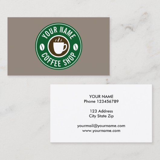 Kaffeehaus Café Geschäft Visitenkarte Vorlage (Vorne/Hinten)