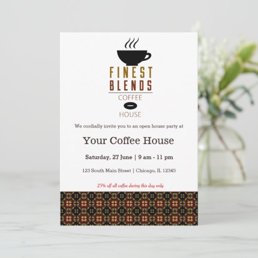 Kaffeehaus Einladung (Stehend Vorderseite)