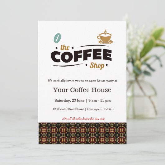 Kaffeehaus Einladung (Stehend Vorderseite)