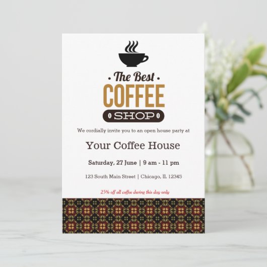 Kaffeehaus Einladung (Stehend Vorderseite)