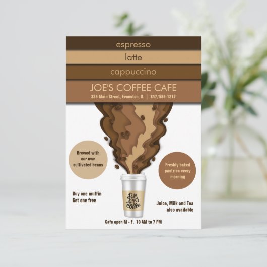 Kaffeehaus Flyer Einladung (Stehend Vorderseite)