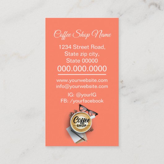 Kaffeehaus/Kaffeehaus/Kaffeehaus Visitenkarte (Rückseite)