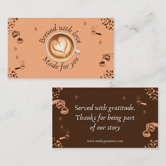 Kaffeehaus-Latte-Art-Dankeskarten Visitenkarte (Vorne/Hinten)