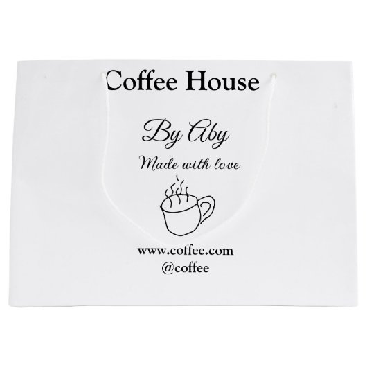 Kaffeehaus mit Liebe hinzufügen Text Website socia Große Geschenktüte (Vorderseite)