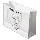 Kaffeehaus mit Liebe hinzufügen Text Website socia Große Geschenktüte (Vorderseite Schrägansicht)