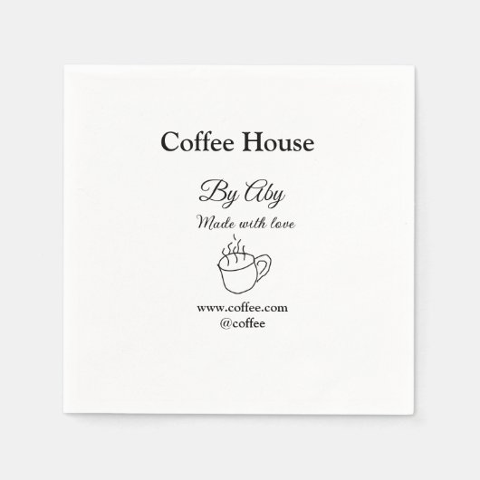 Kaffeehaus mit Liebe hinzufügen Text Website socia Serviette (Vorderseite)