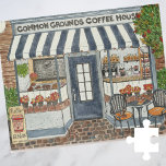 Kaffeehaus Puzzle<br><div class="desc">Common Grounds Coffee Shop Schaufenster Puzzle - Dieses originelle Kunstwerk besticht durch ein wunderschönes Kaffeehaus im Herbst mit einem gemütlichen Tisch für zwei Personen, die von einigen niedlichen Chips bewohnt werden. Ein Willkommensschild mit Kürbisgewürzen, einige einladende Konditorei-Displays und ein Tresen voller Maschinen, die Sie zu einer Kuppel machen! Dieses Puzzle...</div>