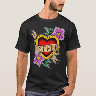 Kaffeehaus Traditionelles Tattoo Design für Kaffee T-Shirt