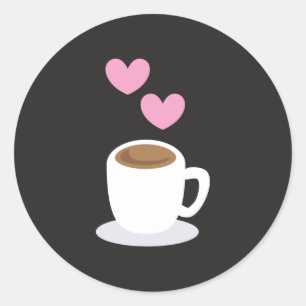 Kaffeeherzen auf schwarzen Lieben Runder Aufkleber