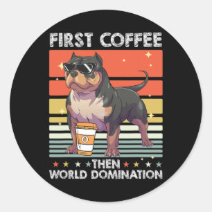 Kaffeehund - Pet American Bully Runder Aufkleber
