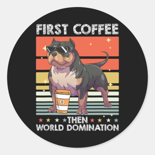 Kaffeehund - Pet American Bully Runder Aufkleber (Vorderseite)