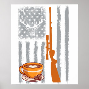 Kaffeejagd- Vintage USA amerikanische Flagge zur J Poster