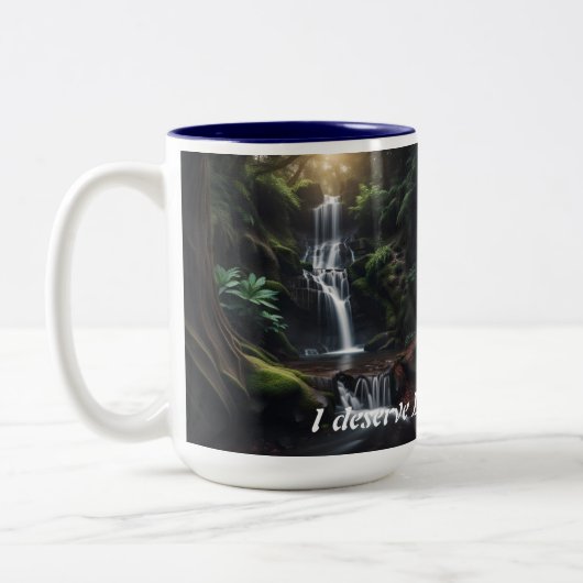 Kaffeekaffee Tasse mit täglichem Mantra (Links)