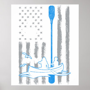 Kaffeekajakfahren- Vintage-USA-amerikanische Flagg Poster