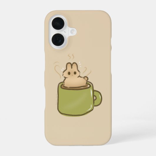 Kaffeekaninchen iPhone 16 Hülle (Rückseite)
