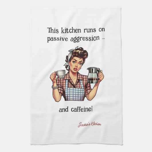 Kaffeekanne im Stil der 50er Jahre personalisiert Geschirrtuch (Vertikal)